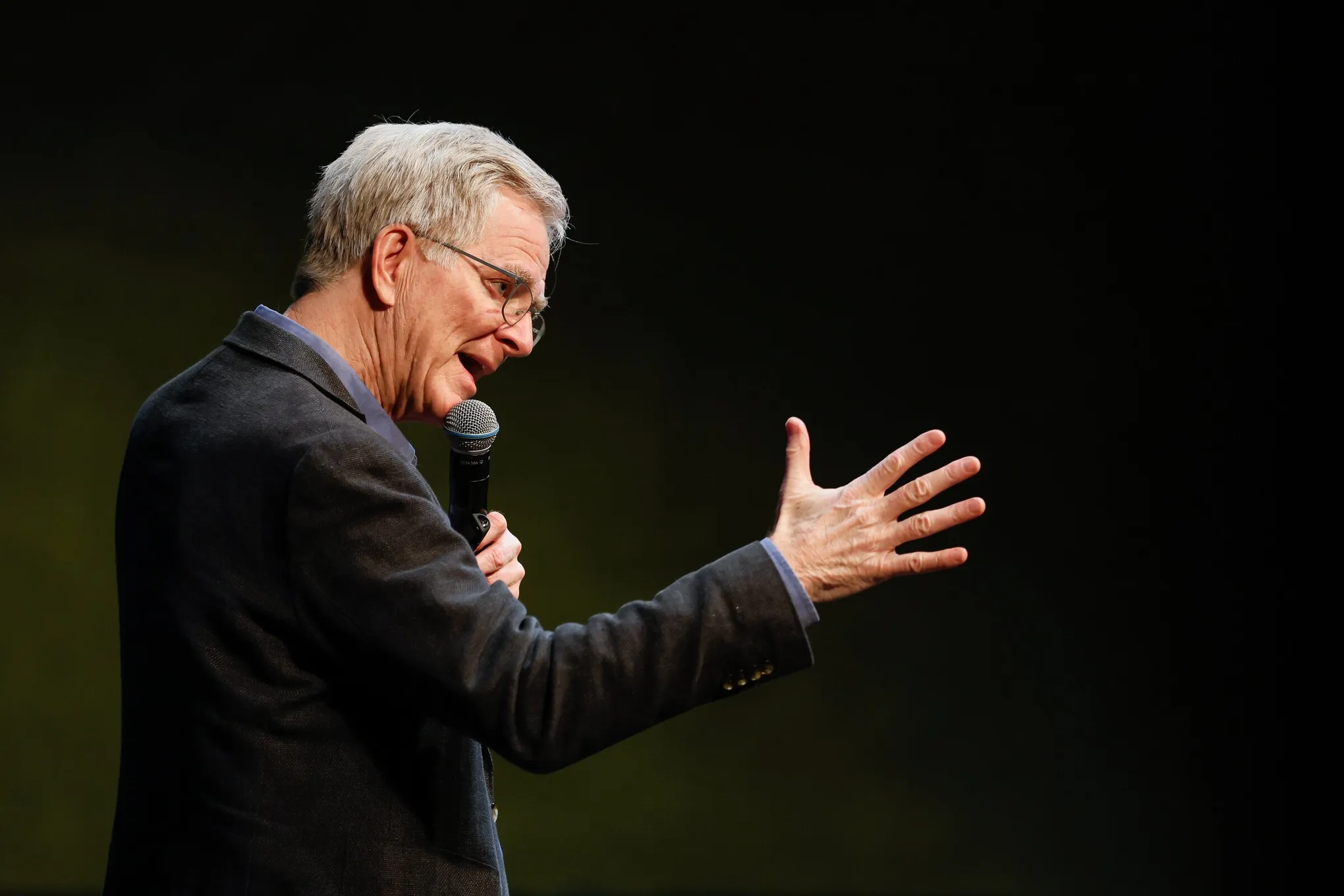 Rick Steves performing on tour